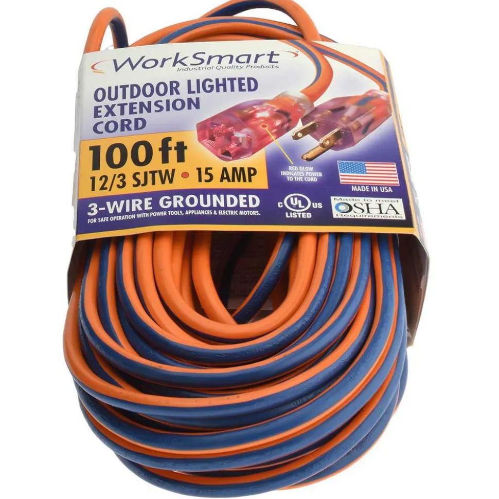 100', 12/3 Gauge/Conductors, Orange/Blue Outdoor Extension Cord