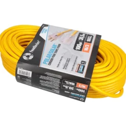 100', 16/3 Gauge/Conductors, Yellow Outdoor Extension Cord