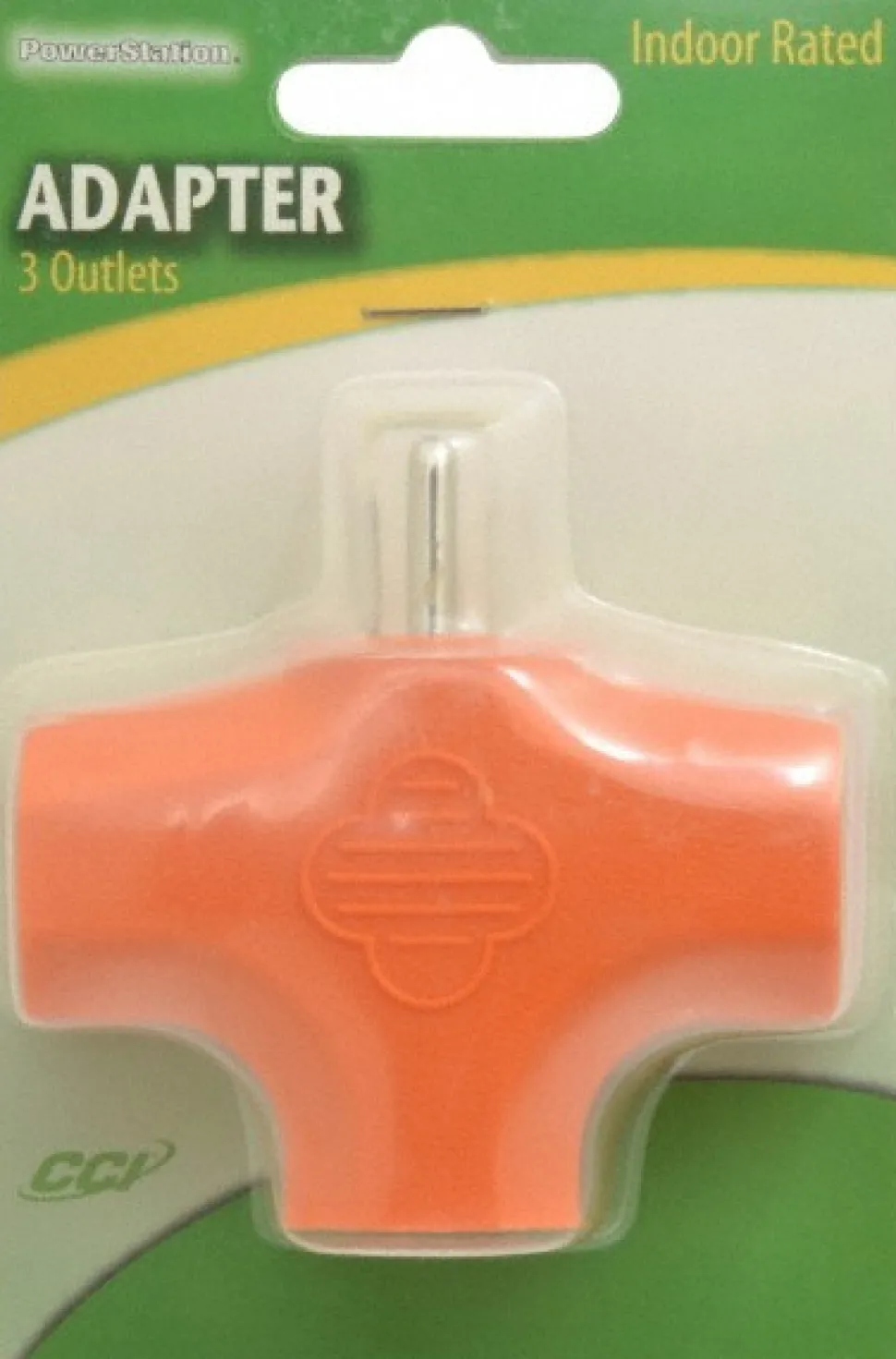 3 Outlets, 125 VAC, 15 Amp, Orange, Triple Tap Plug In Adapter