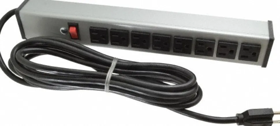 8 Outlets, 120 Volts, 15 Amps, 15' Cord, Power Outlet Strip
