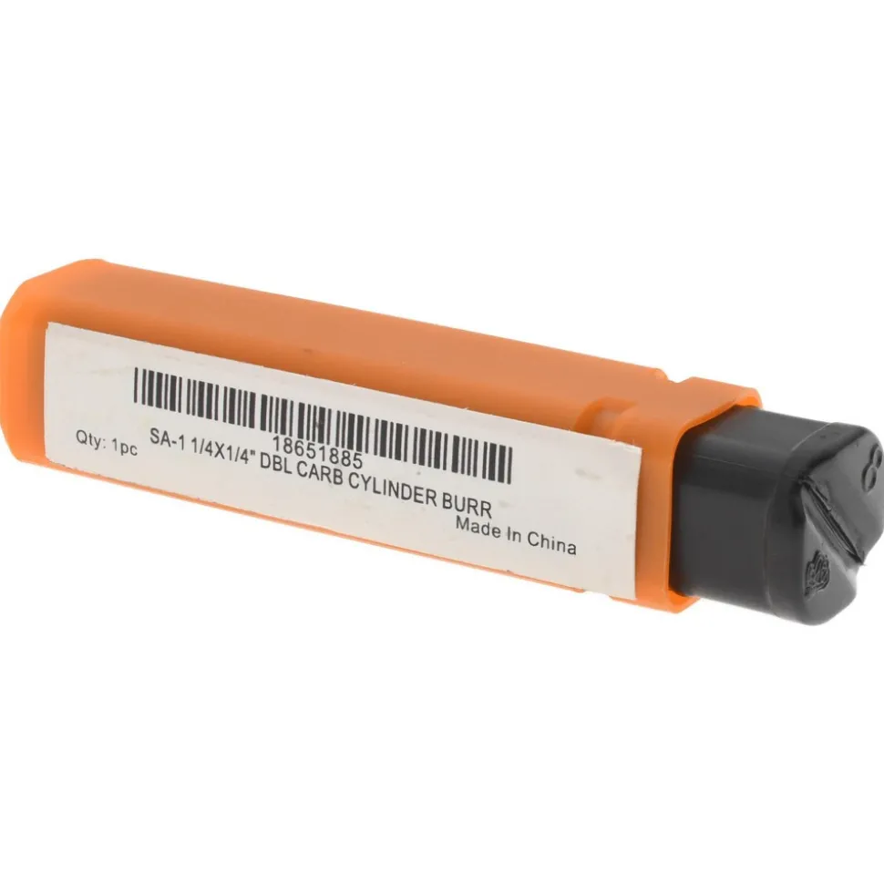 Abrasive Burr: SA-1, 1/4" Cut Dia, Cylinder With Flat End, Double Cut
