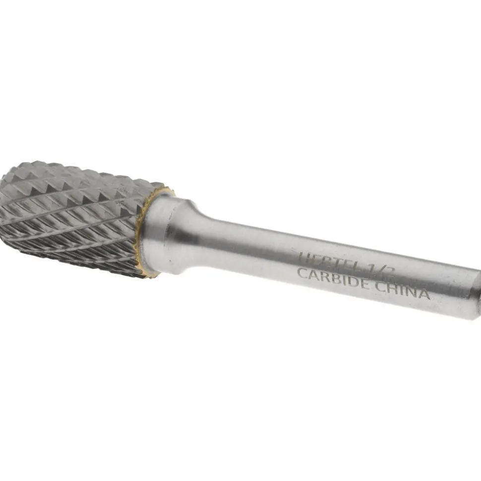 Abrasive Burr: SC-5, 1/2" Cut Dia, Cylinder With Radius End, Double Cut