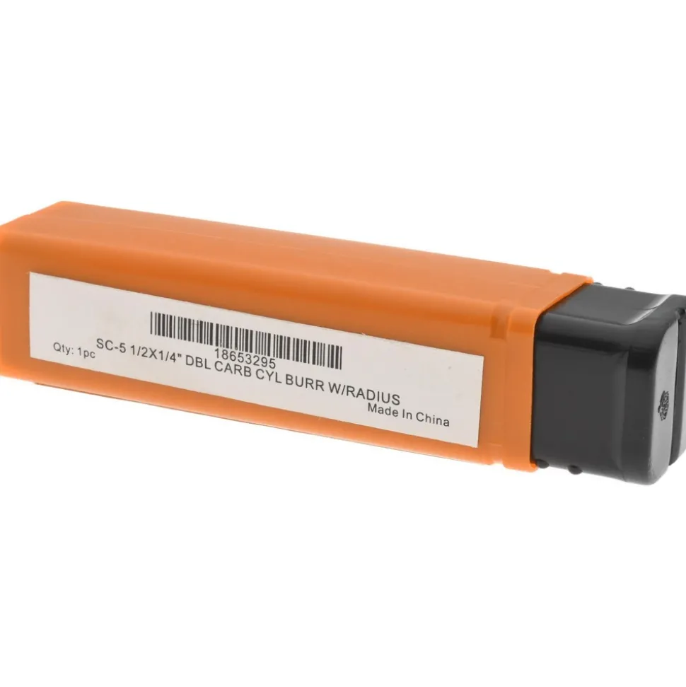 Abrasive Burr: SC-5, 1/2" Cut Dia, Cylinder With Radius End, Double Cut