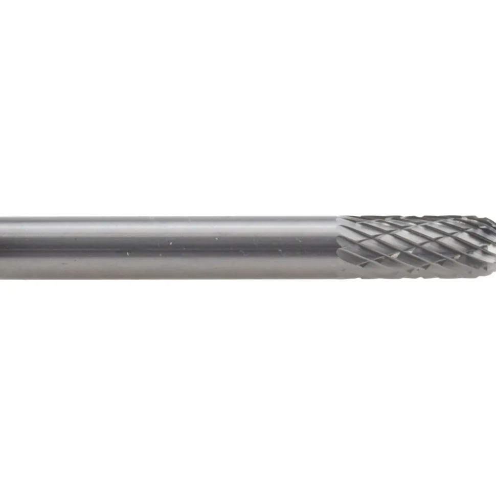 Abrasive Burr: SC-1DC-CCS2A, 1/4" Cut Dia, Cylinder With Radius End, Double Cut