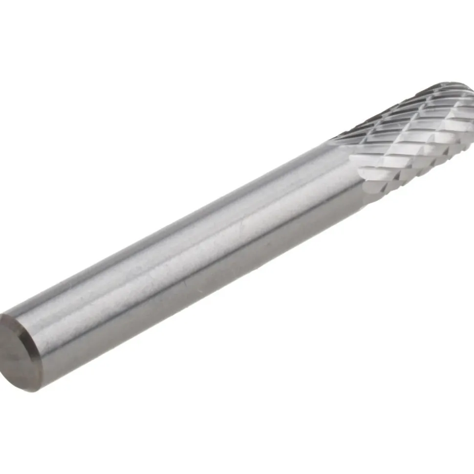 Abrasive Burr: SC-1DC-CCS2A, 1/4" Cut Dia, Cylinder With Radius End, Double Cut