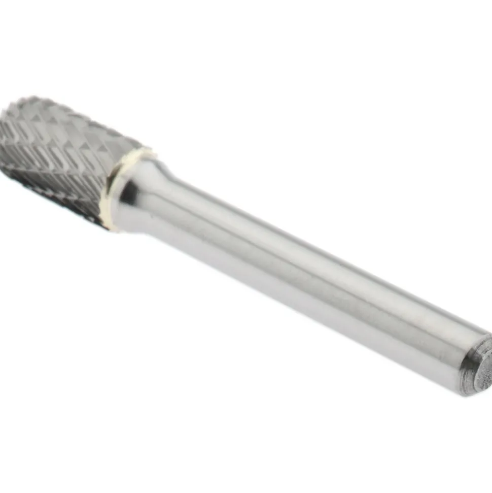 Abrasive Burr: SC-3DC-CCS2A, 3/8" Cut Dia, Cylinder With Radius End, Double Cut