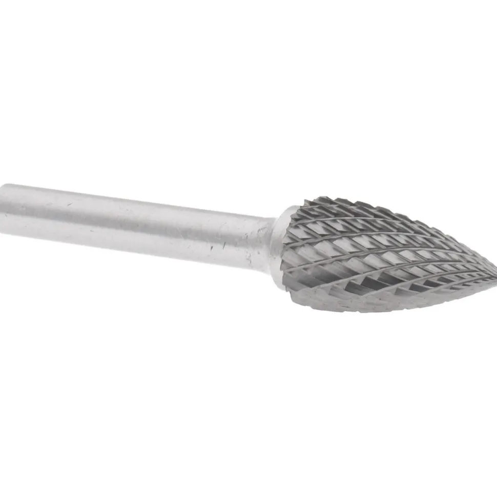 Abrasive Burr: SG-5, 1/2" Cut Dia, Tree With Pointed End, Double Cut