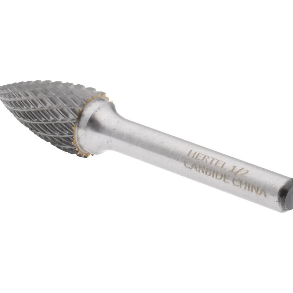 Abrasive Burr: SG-5, 1/2" Cut Dia, Tree With Pointed End, Double Cut