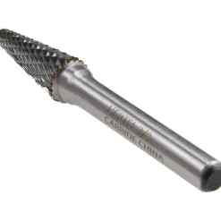 Abrasive Burr: SL-3, 3/8" Cut Dia, Taper With Radius End, Double Cut