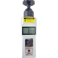 Accurate up to 0.006 +/- 1% Digit (6 RPM Max) (25,000 to 99,999 RPM), 1 RPM Resolution, Contact and Noncontact Tachometer