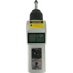 Accurate up to 0.006 +/- 1% Digit (6 RPM Max) (25,000 to 99,999 RPM), 1 RPM Resolution, Contact and Noncontact Tachometer