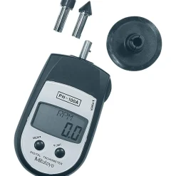 Accurate up to 0.006 +/- 0.5% Digit (600 to 25,000 RPM) and 0.4 +/- 1% Digit (600 to 25,000 RPM), 1 to 25,000 RPM Resolution, Contact Tachometer