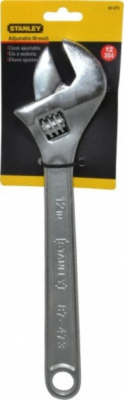 Adjustable Wrench: 12" OAL, 1-1/2" Jaw Capacity