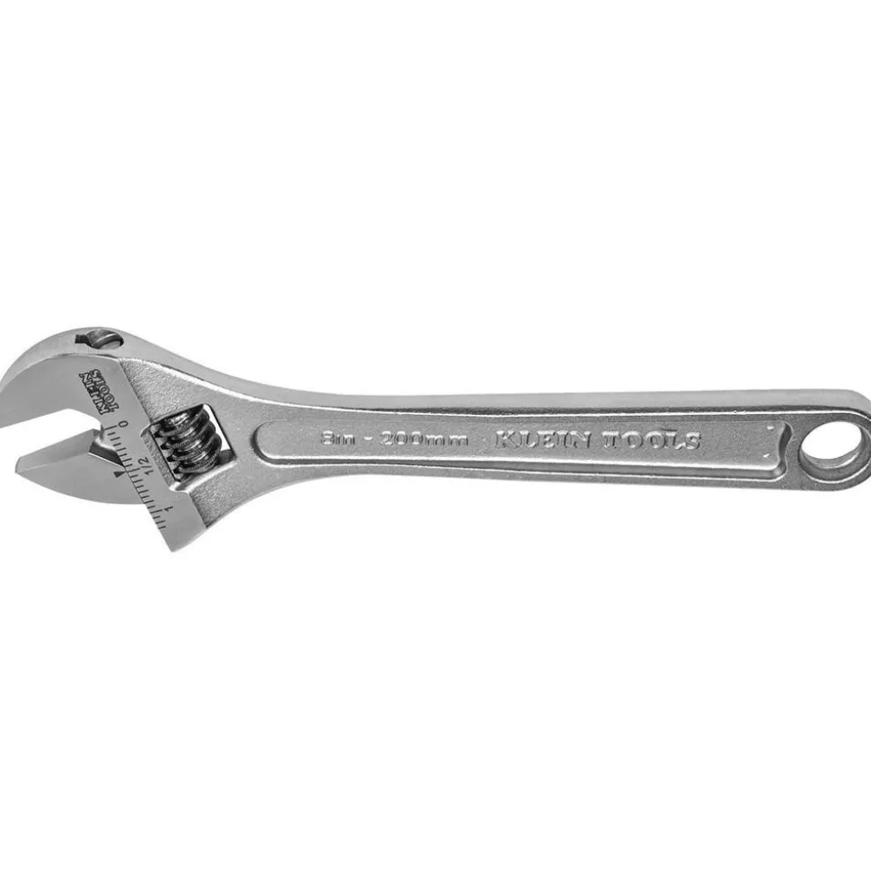 Adjustable Wrench: 8" OAL, 15/16" Jaw Capacity
