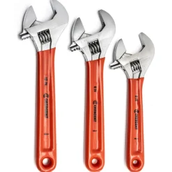 Adjustable Wrench: 3 Pc, 15/16 to 1-5/16" 24 to 34 mm Wrench, Inch & Metric