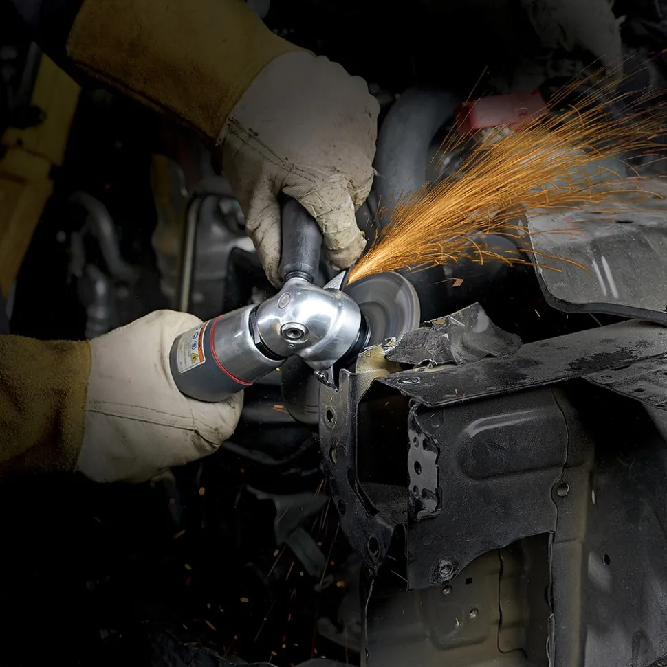 Air Angle Grinder: 0.88 hp, 12000 RPM, 1/4" Collet, Rear Exhaust