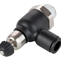 Air Flow Control Valve: Compact Meter Out Flow Control, Tube x MNPT, 1/4" Tube OD
