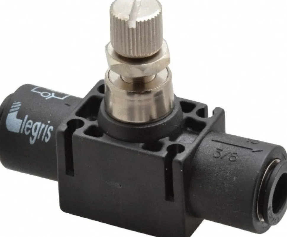 Air Flow Control Valve: In-Line, Tube, 3/8" Tube OD, 145 Max psi