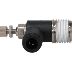 Air Flow Control Valve: Miniature Exhaust, Tube x NPT, 1/4" Tube OD, 145 Max psi