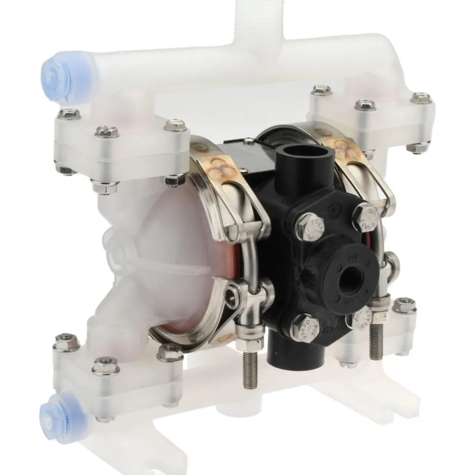 Air Operated Diaphragm Pump: 1/4" NPT, Polypropylene Housing