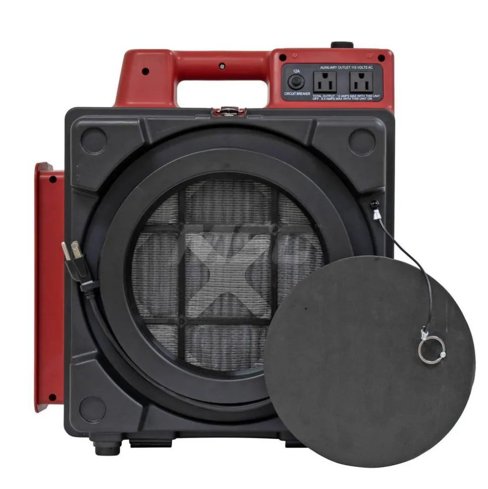 Air Purifier SystemNegative Air MachineAirbourne Air CleanerMini Air Scrubber with Built-In Power Outlets: 550 CFM, HEPA, Red, 18.9000" High, 10.4000" Wide