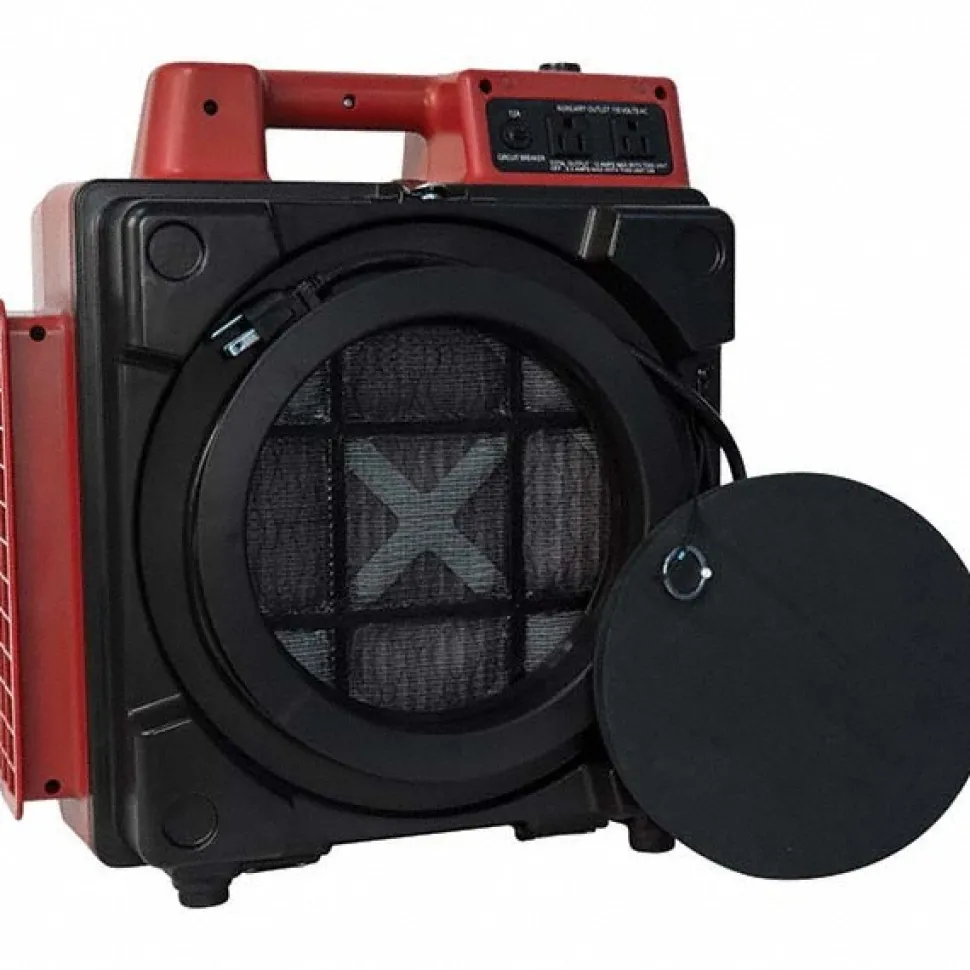 Air Purifier SystemNegative Air MachineAirbourne Air CleanerMini Air Scrubber with Built-In Power Outlets: 550 CFM, HEPA, Red, 18.9000" High, 10.4000" Wide