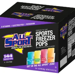 All Sport Freeze Pop: 3 oz Pouch, Blue Raz Ice, Fruit Punch, Orange & Lemon-Lime, Frozen Liquid, Yields 3.00 oz