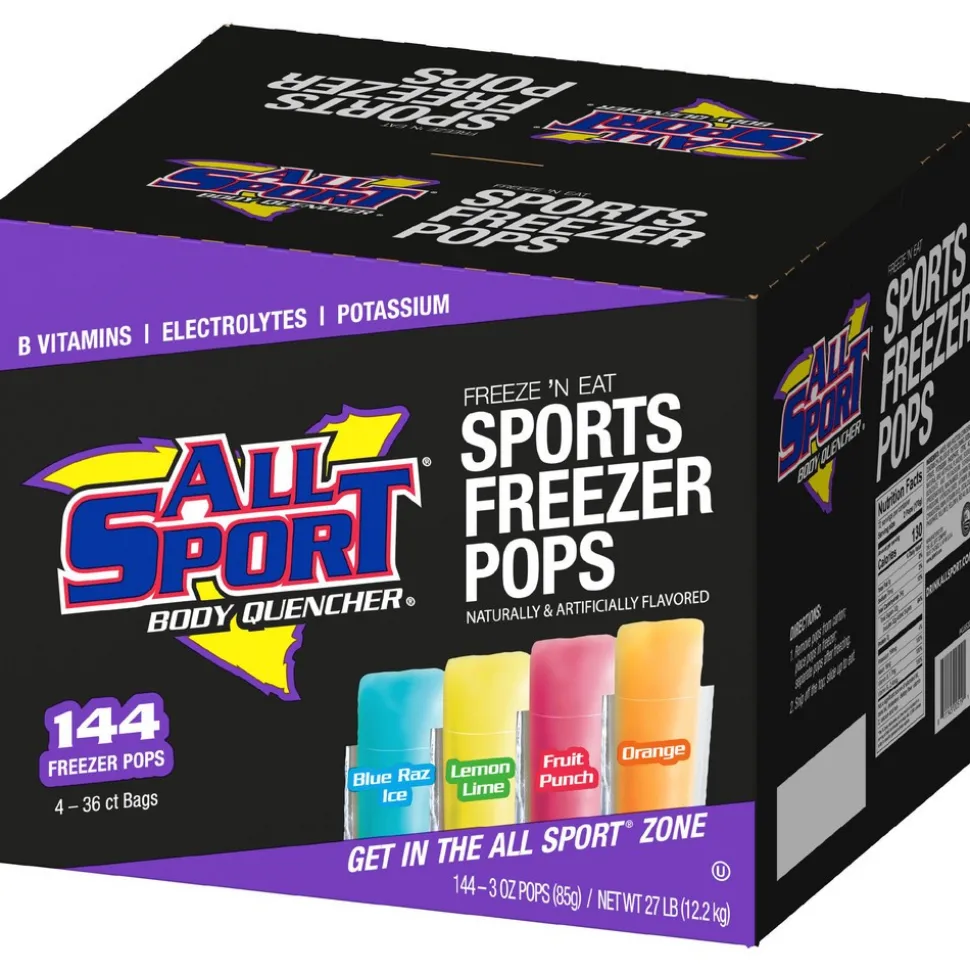 All Sport Freeze Pop: 3 oz Pouch, Blue Raz Ice, Fruit Punch, Orange & Lemon-Lime, Frozen Liquid, Yields 3.00 oz