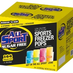 All Sport Freeze Pop: 3 oz Pouch, Blue Raz Ice, Fruit Punch, Orange & Lemon-Lime, Sugar Free, Frozen Liquid, Yields 3.00 oz
