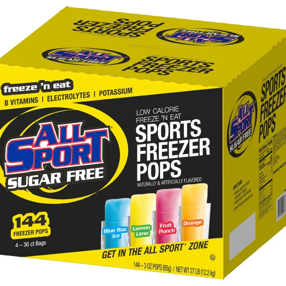 All Sport Freeze Pop: 3 oz Pouch, Blue Raz Ice, Fruit Punch, Orange & Lemon-Lime, Sugar Free, Frozen Liquid, Yields 3.00 oz
