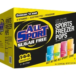 All Sport Freeze Pop: 3 oz Pouch, Blue Raz Ice, Fruit Punch, Orange & Lemon-Lime, Sugar Free, Frozen Liquid, Yields 3.00 oz