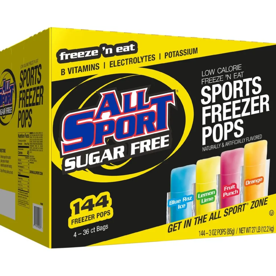 All Sport Freeze Pop: 3 oz Pouch, Blue Raz Ice, Fruit Punch, Orange & Lemon-Lime, Sugar Free, Frozen Liquid, Yields 3.00 oz