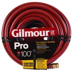 All-Weather Commercial Garden Hose: 3/4" Dia, 100 ft, 3/4" Thread, Red, Vinyl, 400 psi