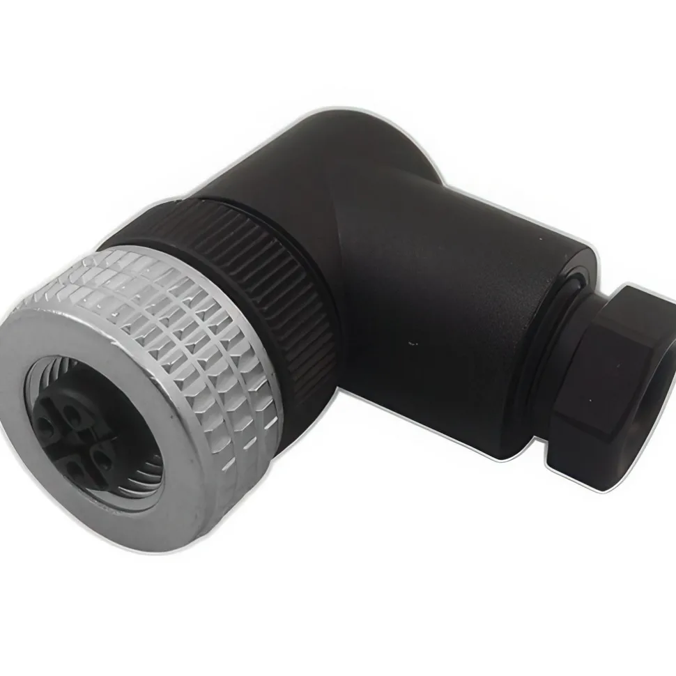 3 Amp, M12 4 Pin Elbowed Female Field Attachable Connector Sensor and Receptacle