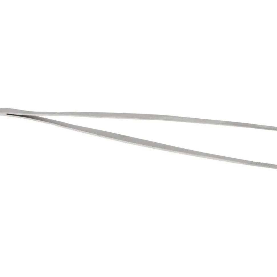 Assembly Tweezer: Stainless Steel, Blunt & Serrated Point Tip, 10" OAL
