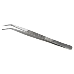 Assembly Tweezer: Stainless Steel, Bent Tip, 6-1/4" OAL