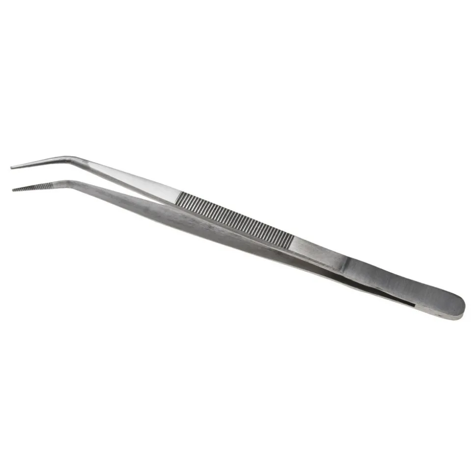 Assembly Tweezer: Stainless Steel, Bent Tip, 6-1/4" OAL
