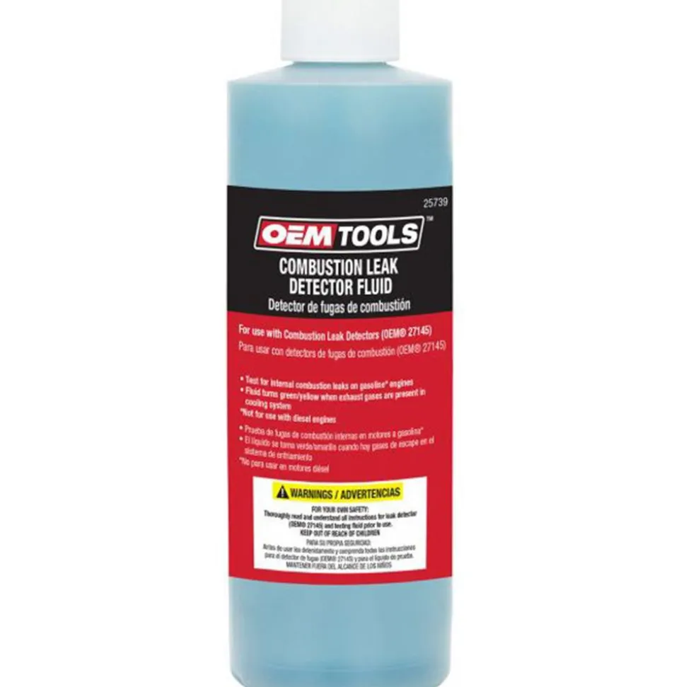 Automotive Leak Detection Kits; Type: Combustion Leak Detector; Applications: Gasoline Engines; Detection Type: Pressure; Contents: Detector Fluid; Features: Fluid Turns Yellow when Exhaust Gases are Present in Cooling System; Standards: California Prop65 Warning; Number of Pieces: 1