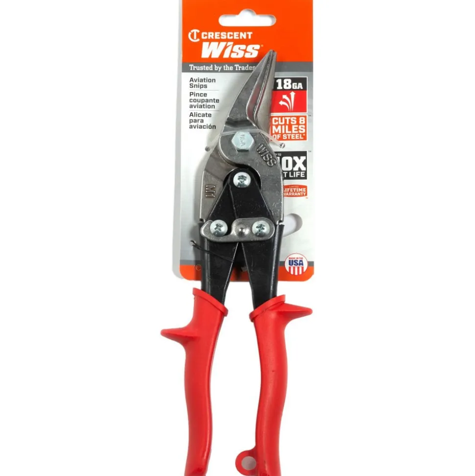 Aviation Snips: 9-3/4" OAL, 1-3/8" LOC, Jaw: Molybdenum Steel Blades