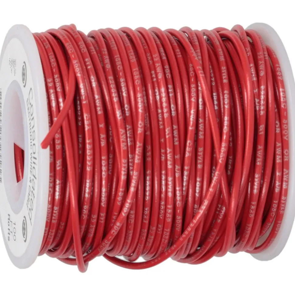 22 AWG, 7 Strand, 100' OAL, Tinned Copper Hook Up Wire