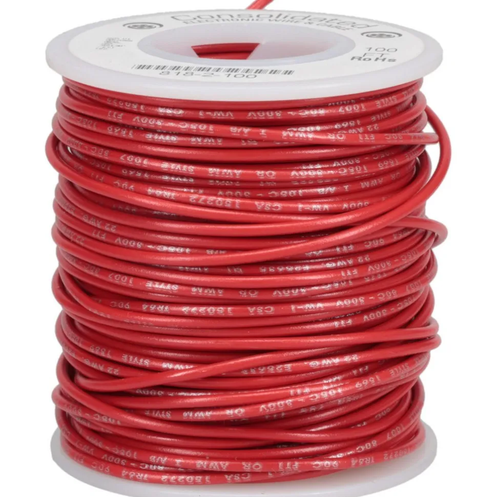 22 AWG, 7 Strand, 100' OAL, Tinned Copper Hook Up Wire