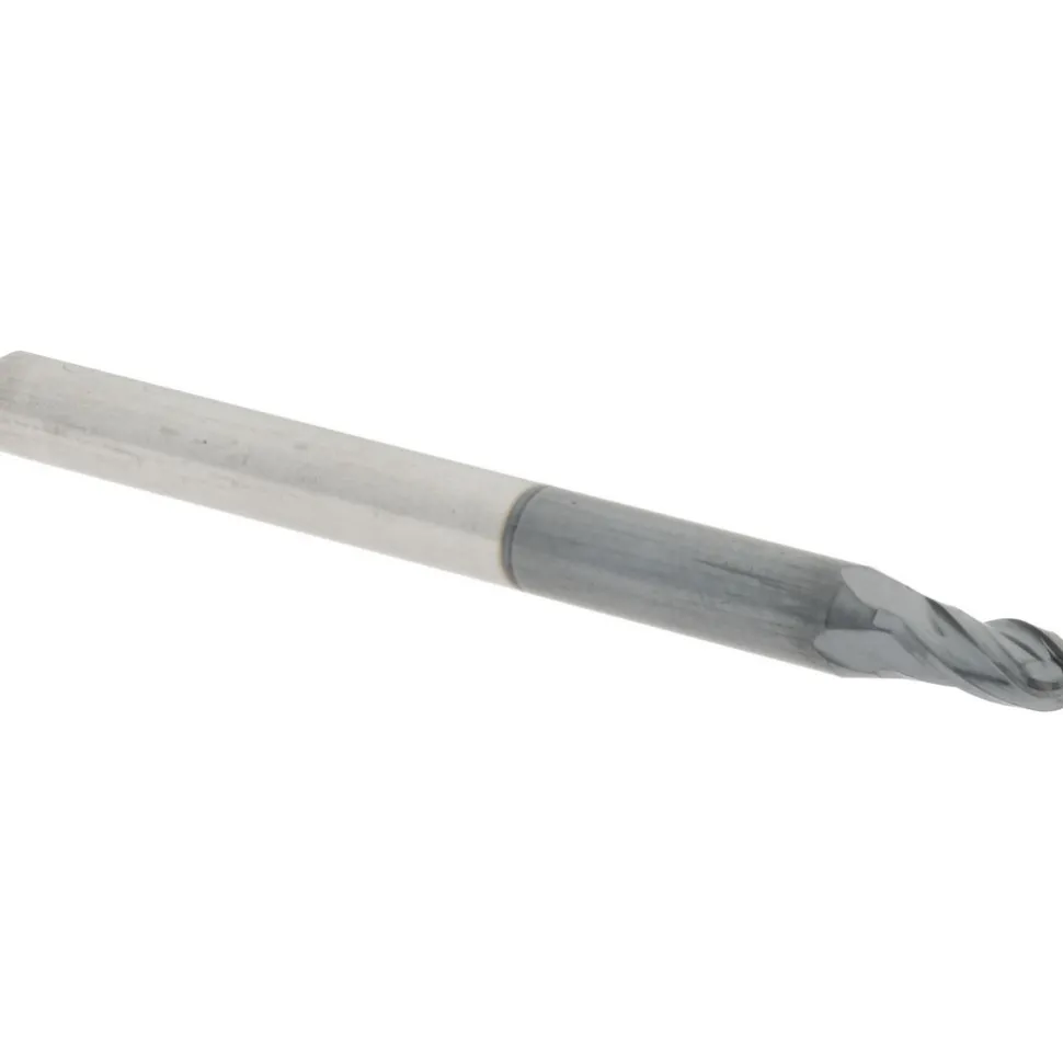 Ball End Mill: 3/32" Dia, 3/16" LOC, 4 Flute, Solid Carbide