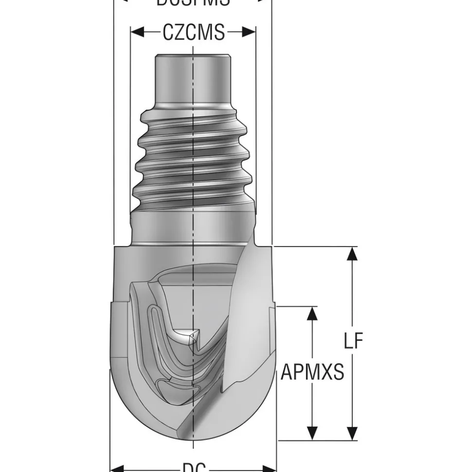 Ball End Mill Heads: Mill Diameter (mm): 15.85; Mill Diameter (Decimal Inch): 0.6240; Length of Cut (mm): 13.00