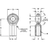 Ball Joint Linkage Spherical Rod End: 1/4-28" Shank Thread, 1/4" Rod ID, 3/4" Rod OD, 0.468" Shank Dia, 0.687" Shank Length, 2,225 lb Static Load Capacity