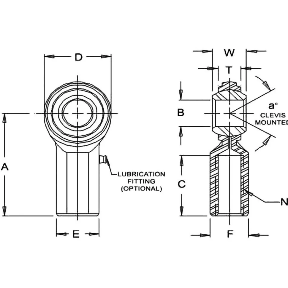 Ball Joint Linkage Spherical Rod End: 5/8-18" Shank Thread, 5/8" Rod ID, 1-1/2" Rod OD, 1" Shank Dia, 1-3/8" Shank Length, 9,813 lb Static Load Capacity
