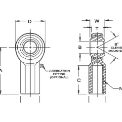 Ball Joint Linkage Spherical Rod End: 3/4-16" Shank Thread, 3/4" Rod ID, 1-3/4" Rod OD, 1-3/4" Shank Length, 28,090 lb Static Load Capacity