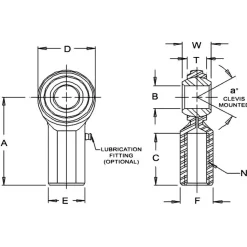 Ball Joint Linkage Spherical Rod End: 1/2-20" Shank Thread, 1/2" Rod ID, 1-5/16" Rod OD, 0.875" Shank Dia, 1.062" Shank Length, 8,386 lb Static Load Capacity