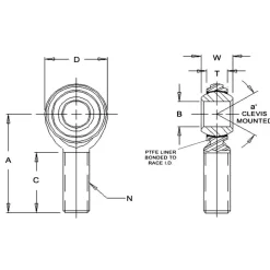 Ball Joint Linkage Spherical Rod End: 1/2-20" Shank Thread, 1/2" Rod ID, 1-5/16" Rod OD, 1-1/2" Shank Length, 4,700 lb Static Load Capacity
