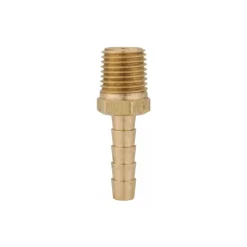 Barbed Hose Fitting: 1/4" NPT, 1/4" Hose ID, Male, Brass