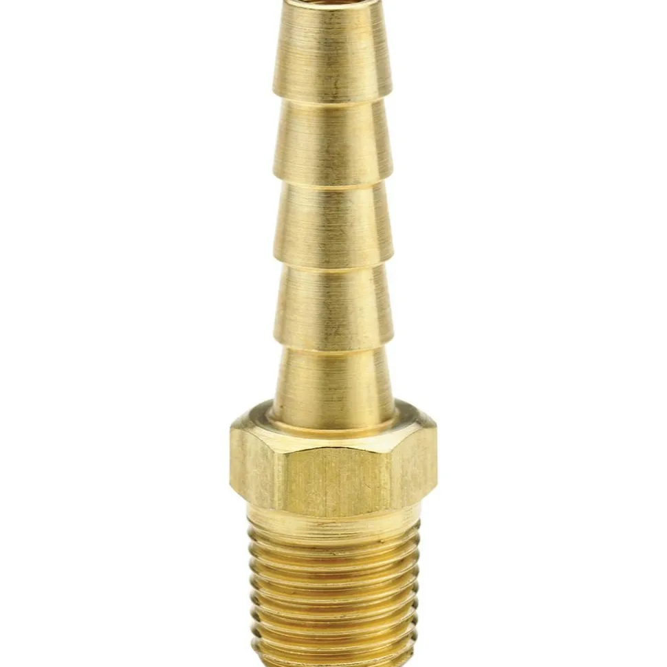 Barbed Hose Fitting: 1/2" NPT, 1/2" Hose ID, Male, Brass